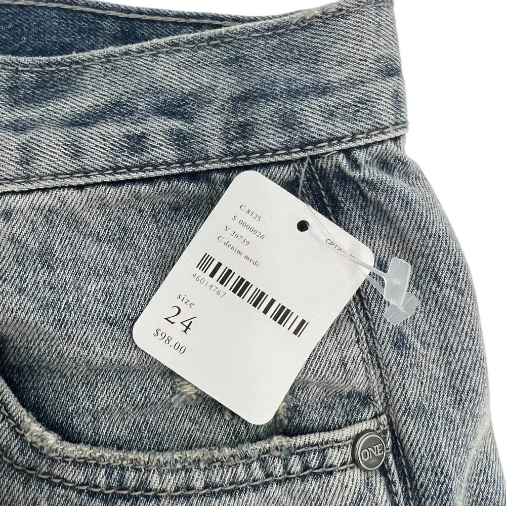 One Teaspoon Le Wolves Distressed Cutoff Jean Shorts High Rise Size 24 US 2 NEW